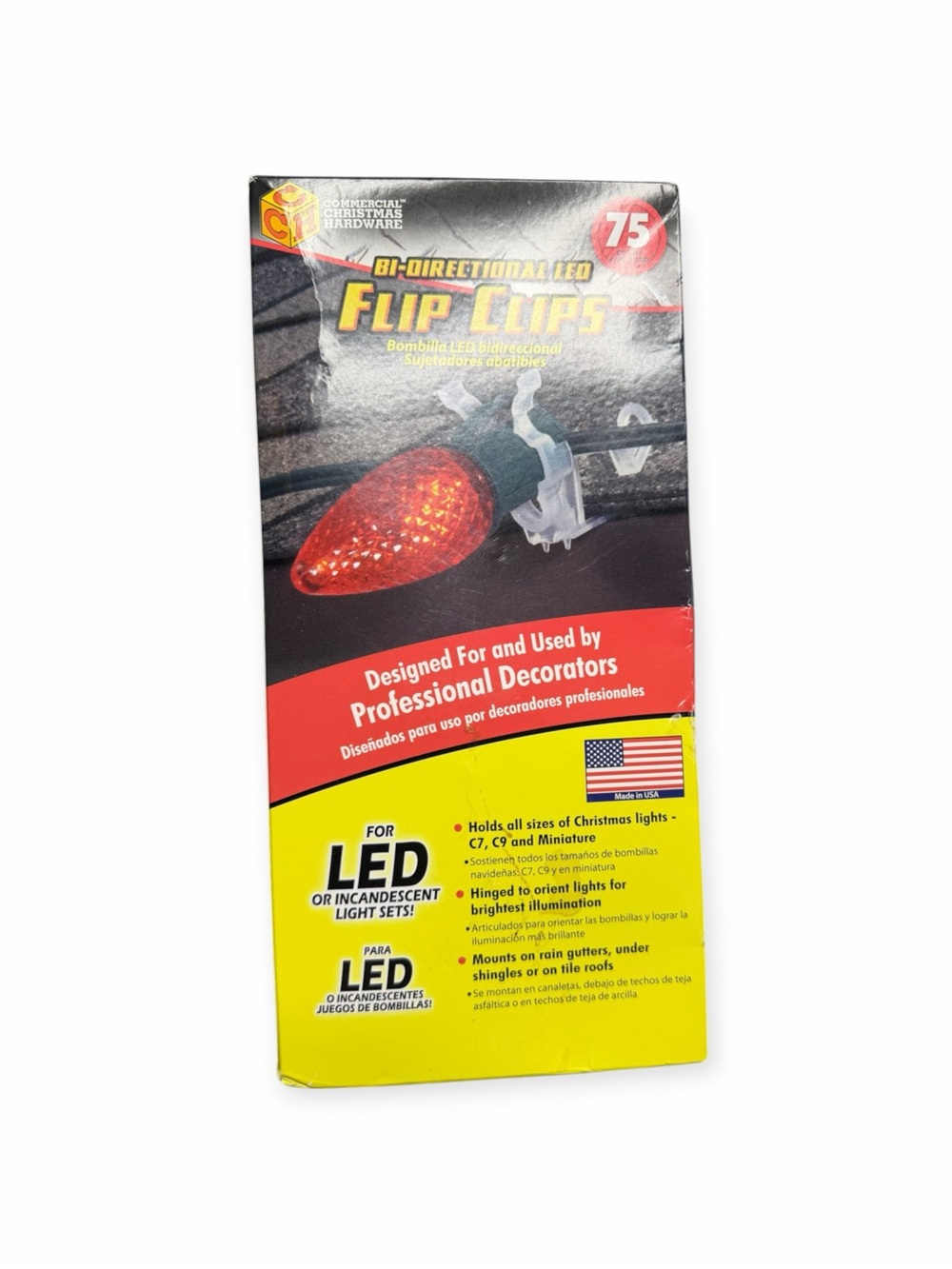 Adams Flip Clips Christmas Light Clips Clear Bi-Directional LED 75 Count